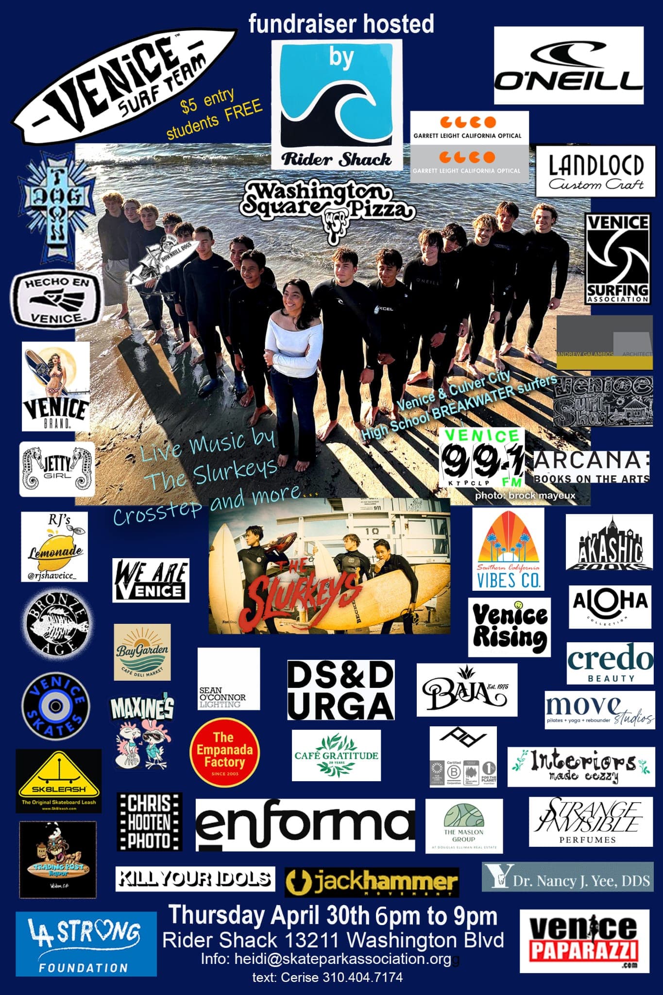Venice Surf Team Fundraiser Flyer